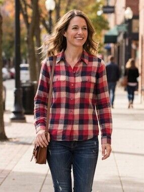 Chaos R ed and Navy Plaid Button-Up Shirt